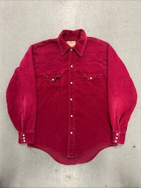Vintage Buffalo Bill 70s Red Corduroy Western Snap-Front Shirt